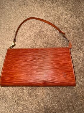 Orange Epi Leather Louis Vuitton Pochette Wristlet